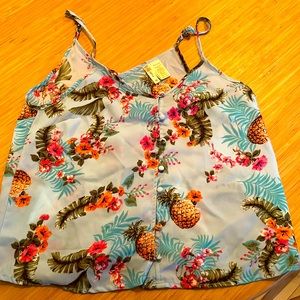 cute Hawaiian print tank blouse